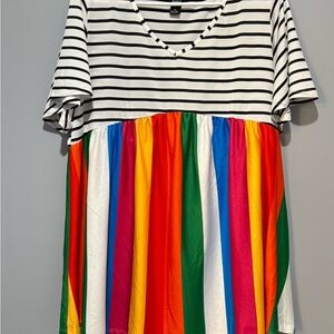 Striped Multicolor V-Neck Top